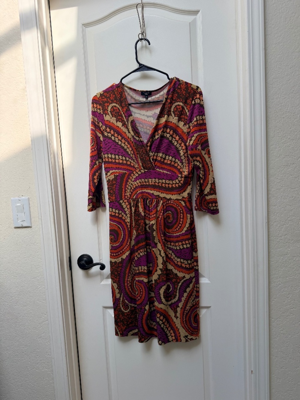 Talbots Paisley Faux Wrap Dress | Size S | Pink, Purple & Brown | Petite-Friend